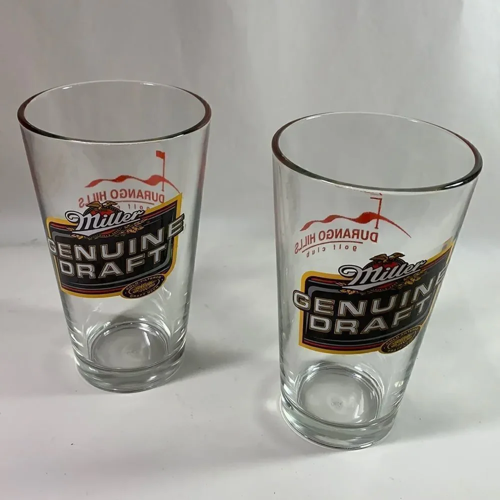 Miller Genuine Draft Durango Hills Golf Glasses Set 2